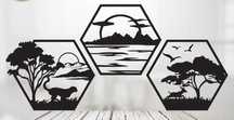 Obraz Ażurowy, Ozdoba na ścianę Safari – 3 Hexagonalne Elementy