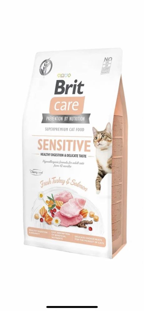 Сухий корм Brit Care Cat GF Sensitive для вибагливих кішок, 7кг