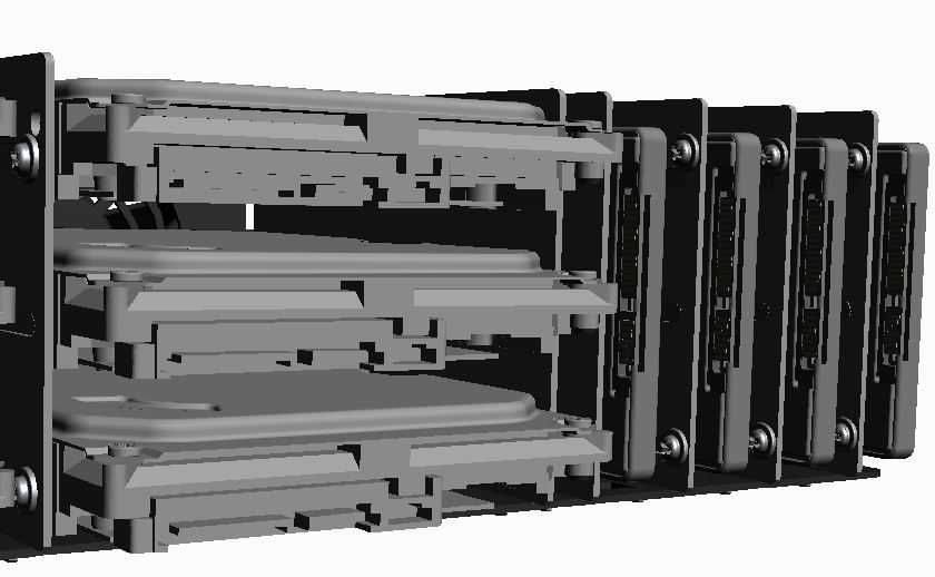 Uchwyt na dyski do szafy RACK 19 cali. 9 x HDD + 4 x SSD , 3 x FAN 80