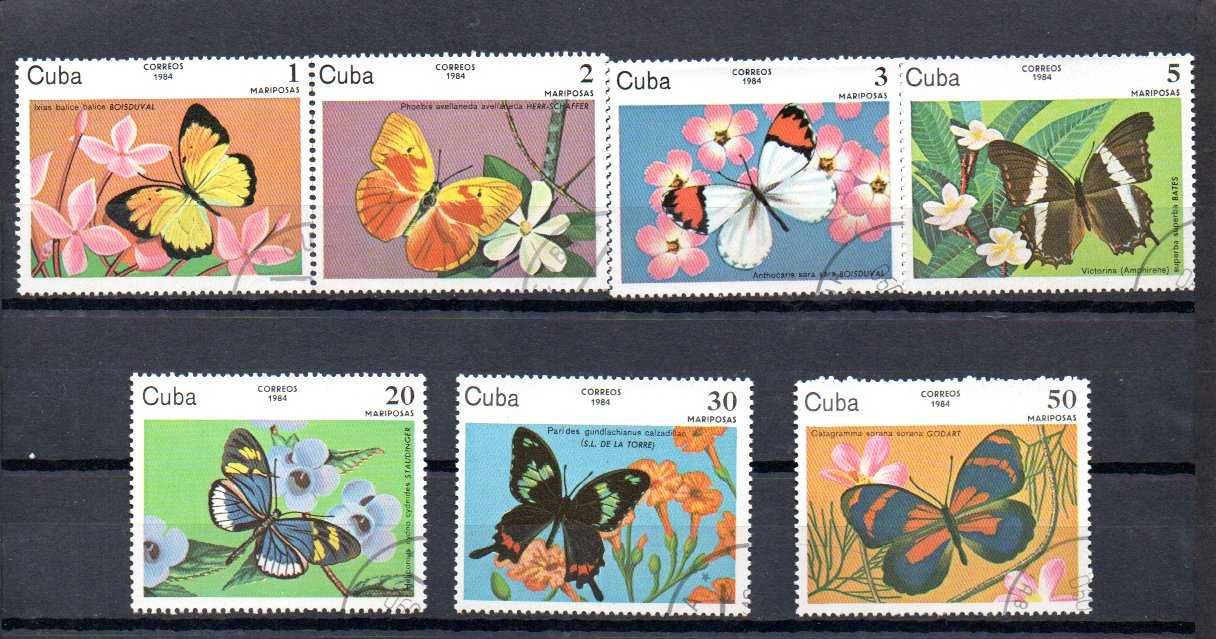 Znaczki Kuba 1984 rok - Motyle seria