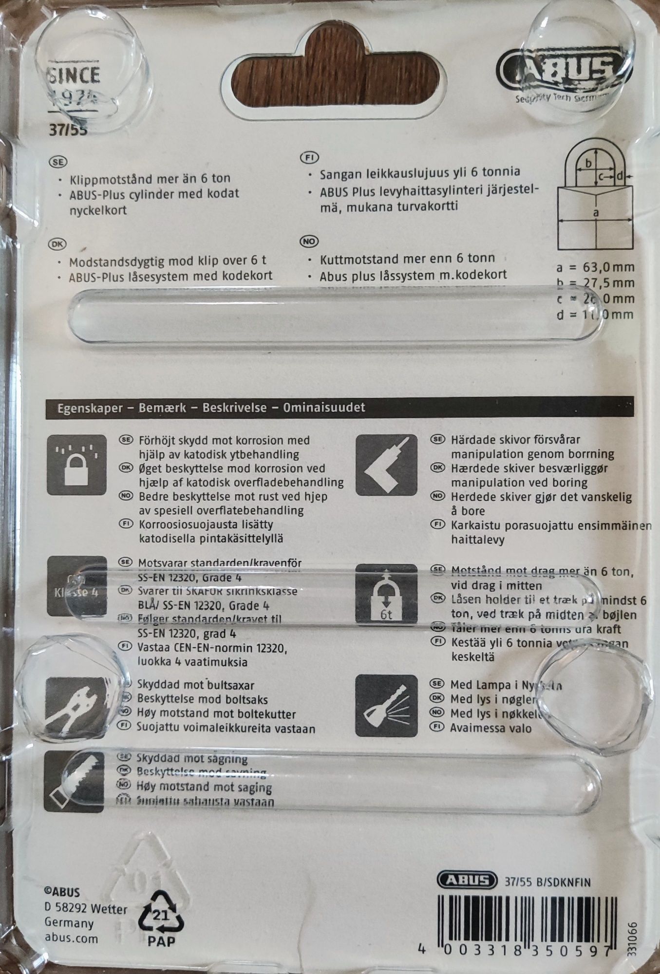 ABUS kłódka antywłamaniowa GRANIT 37/55