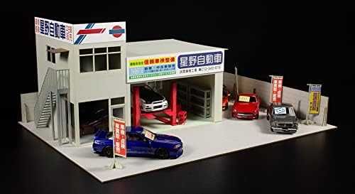 Diorama do sklejania - garaż samochodowy mechanik w skali 1:64