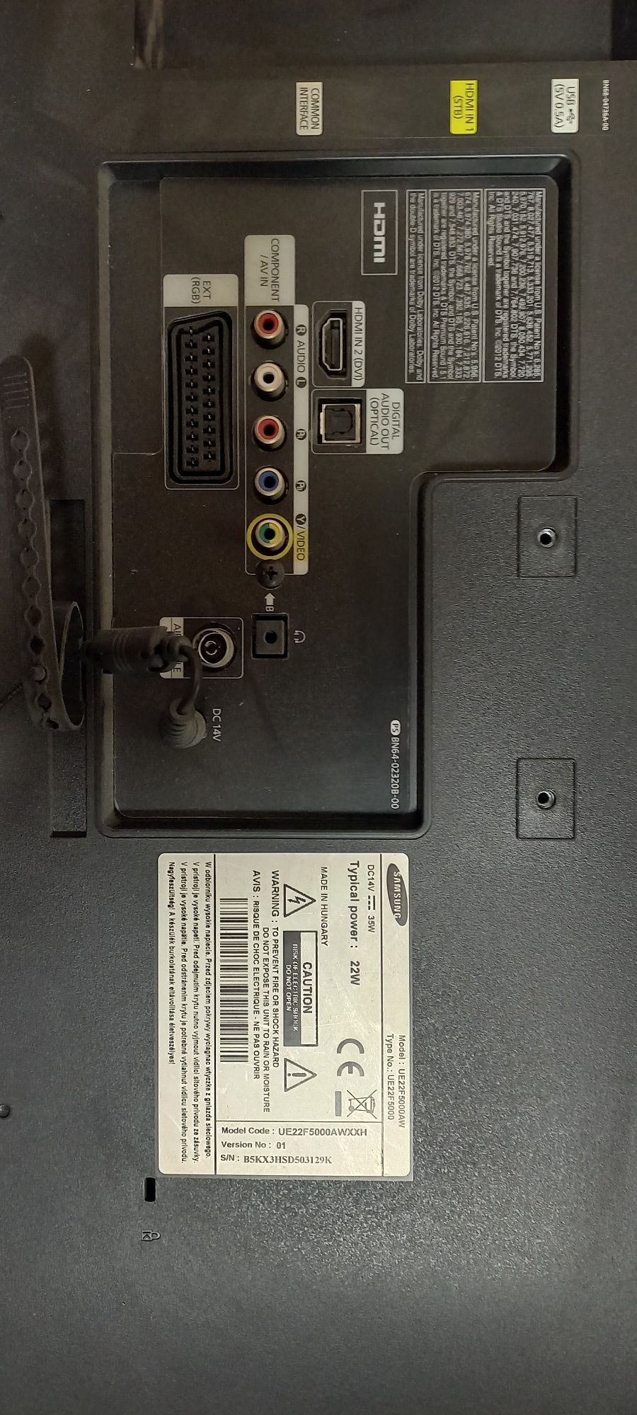 Телевізор 22дюйми  SAMSUNG UE22F5000aw б/в повністю робочий