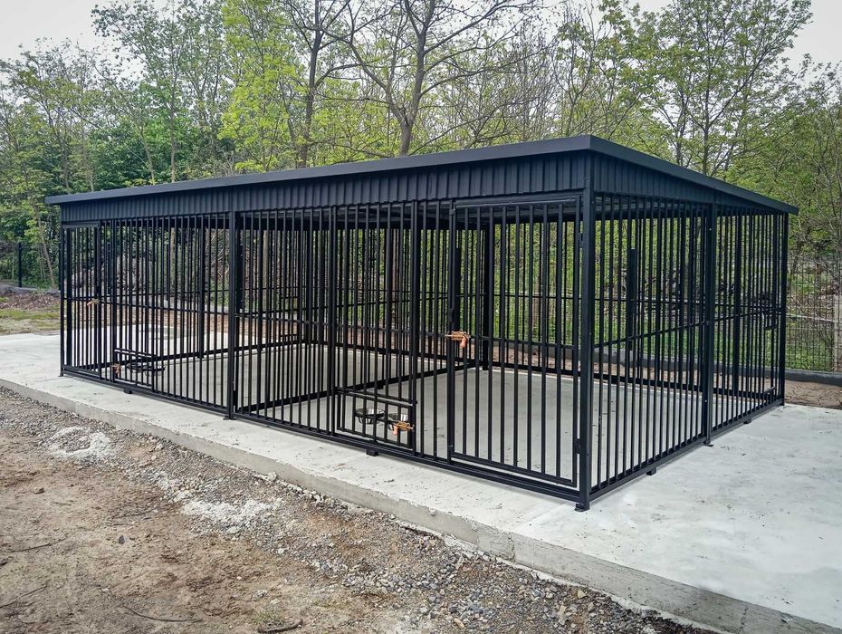Kojec dla psów 6x3,4m Matowa Czerń Premium | Klatka dla psa | TRANSTAL