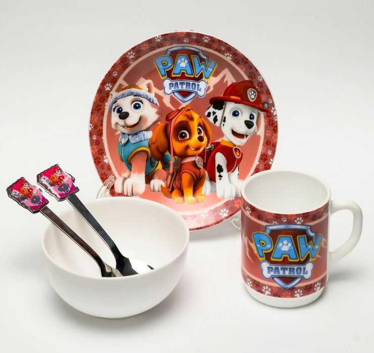 Дитячий набір посуду "Щенячий патруль"для дівчинки