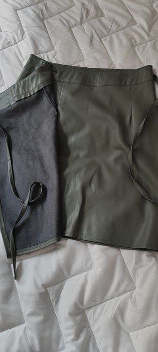 Oliwkowa spódniczka ze sztucznej skórki