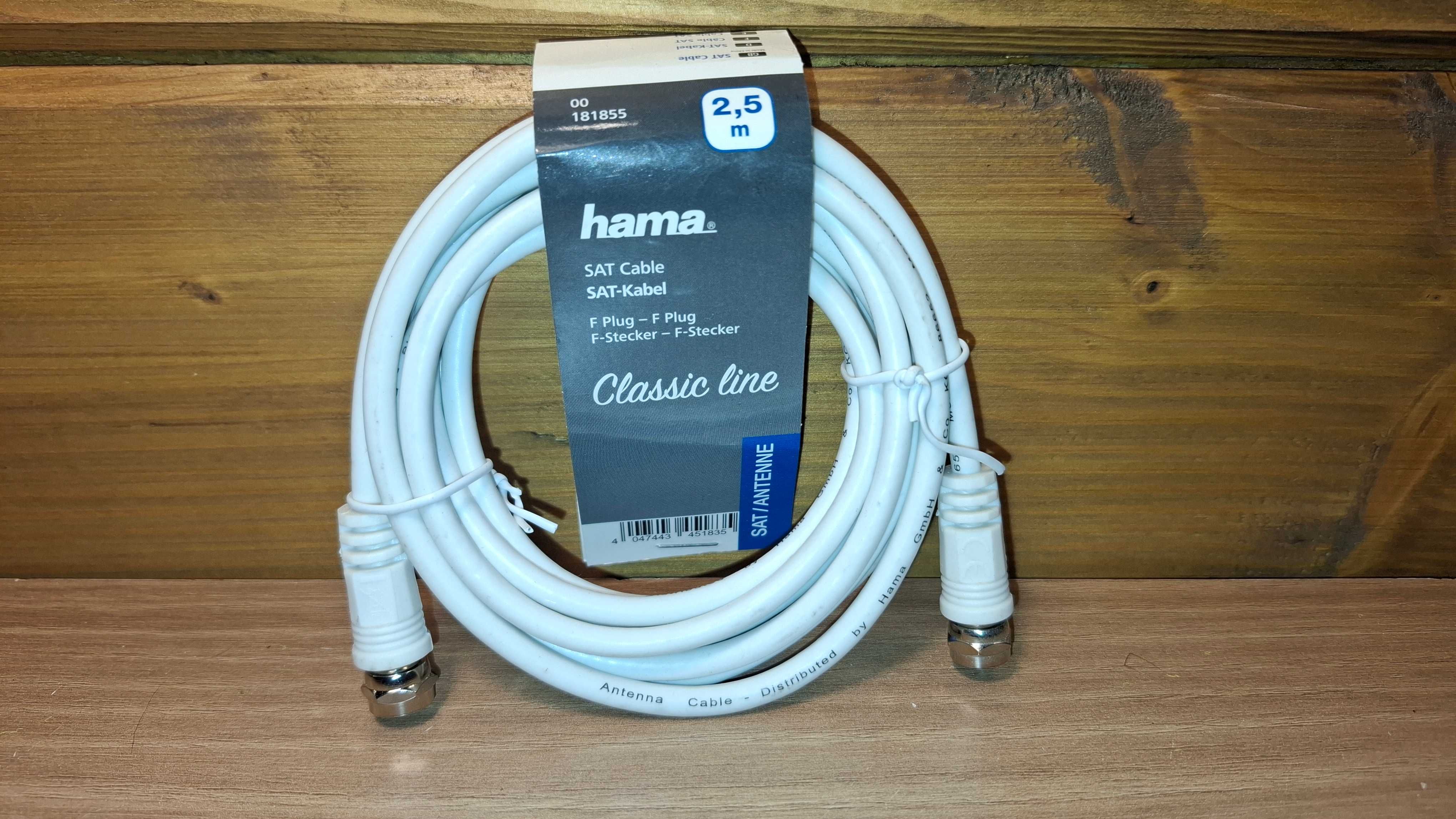 Kabel Antenowy - HAMA - Kabel Koncentryczny - DVB-T2 - 2,5 metra