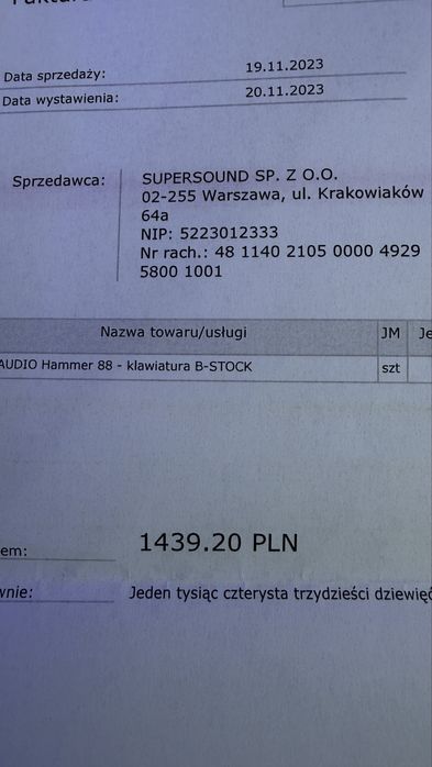 Pianino elektroniczne kontroler M-Audio Hammer 88 gwarancja