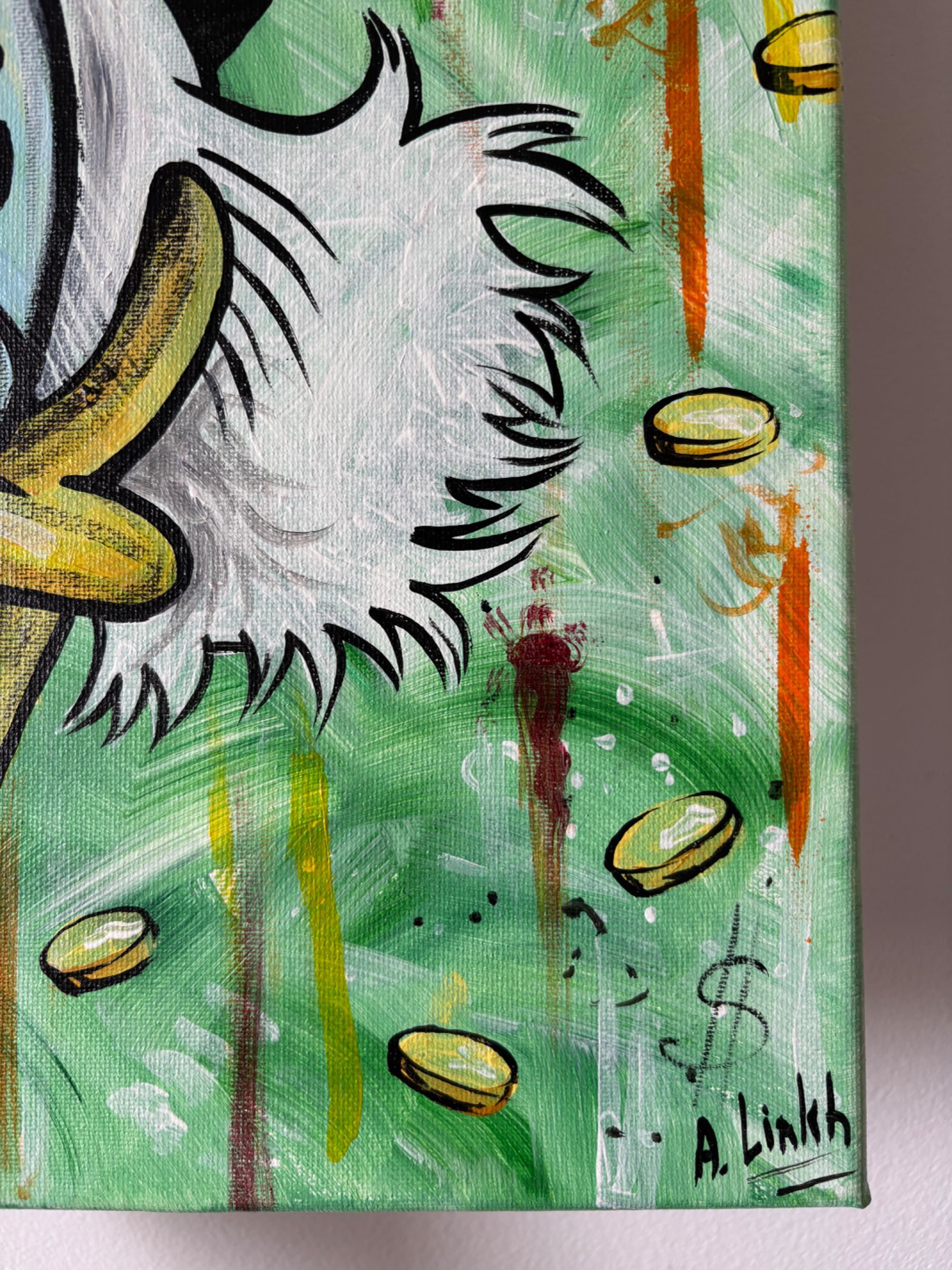 Energetyczny pop-art obraz “Scrooge Mcduck”, ręcznie malowany