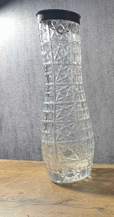 Хрустальная ваза ободок серебро. Красивая патина