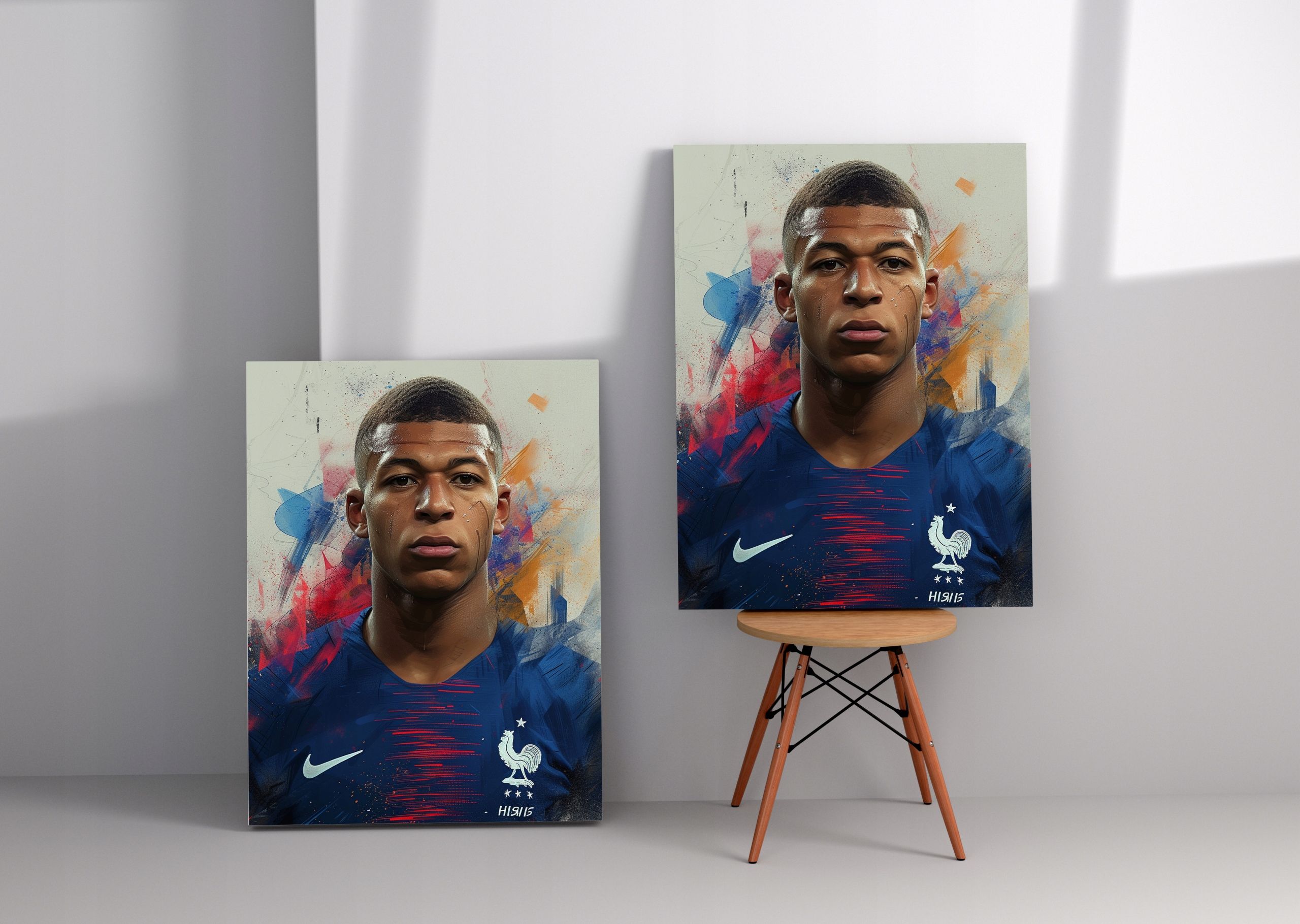 Nowoczesny Portret Kylian Mbappé na Płótnie 30x40 cm - Idealny Prezent