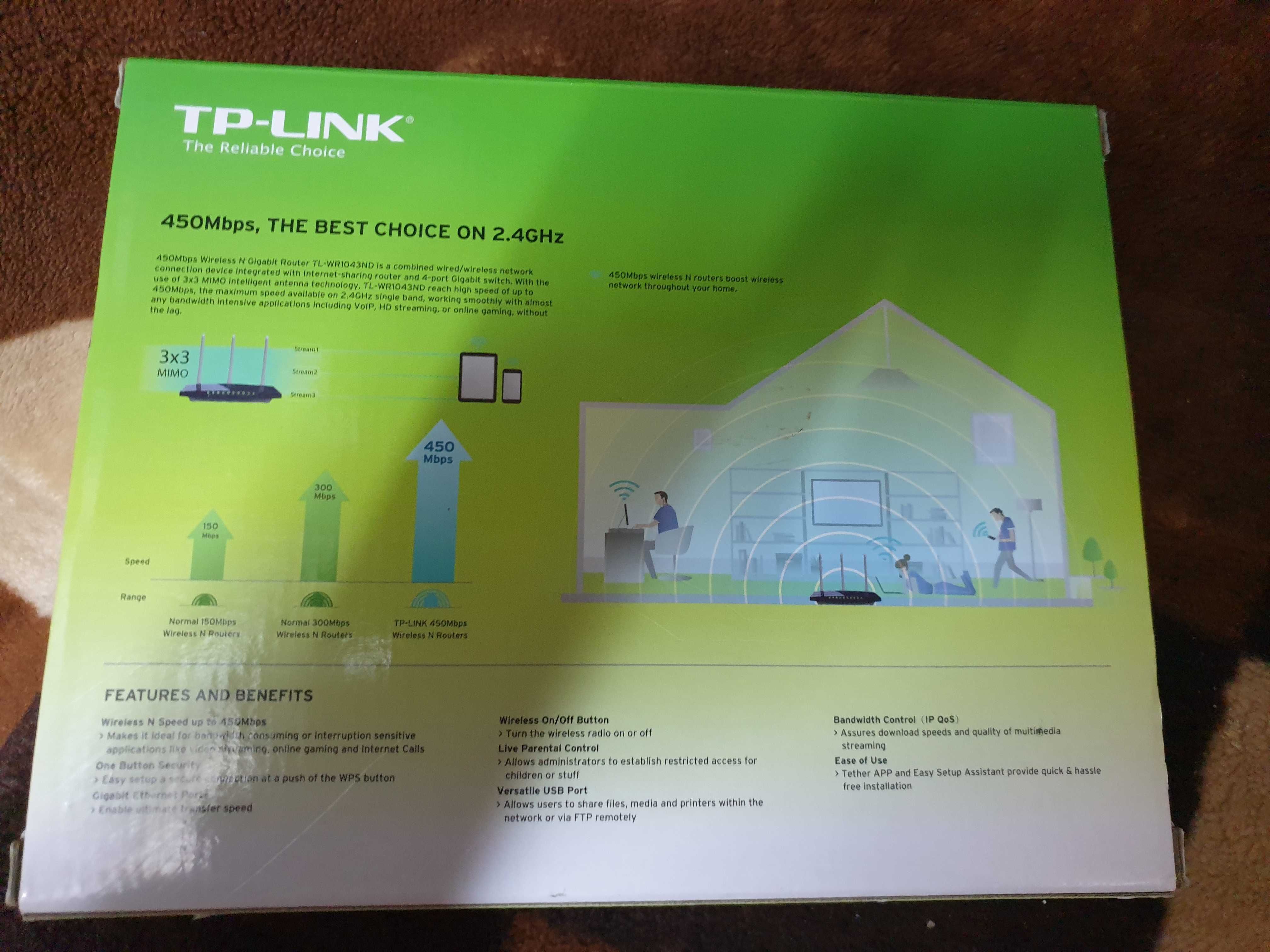 Router Wifi 2.4Ghz TP-LINK TL-WR1043ND 450Mbps