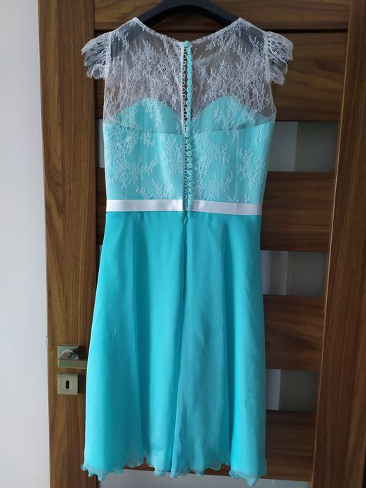 Sukienka błękitna z koronką na ślub cywilny