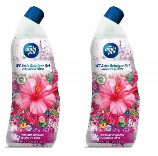 2 x Ambi Pur Pink Rose & Hibiskus żel do WC 750ml