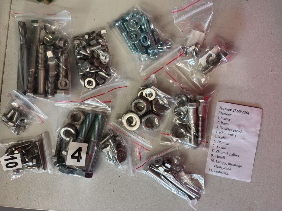 Nowy kpl śrub nierdzewnych na cały motocykl Komar Sport 2360/2361