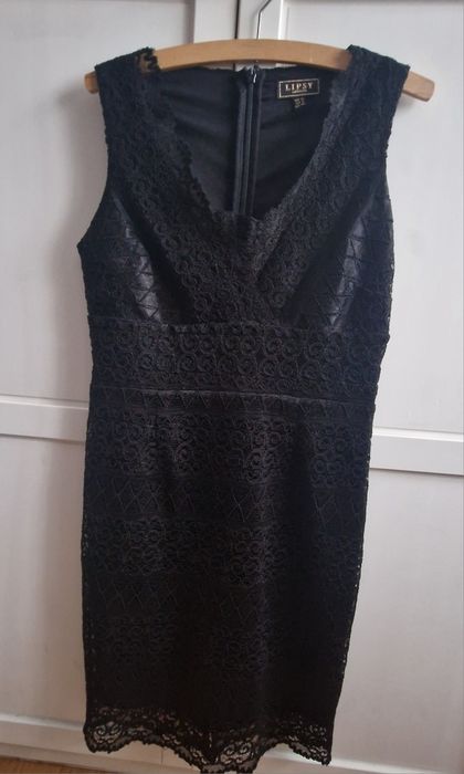 Czarna sukienka koronkowa koktajlowa 38 Lipsy London