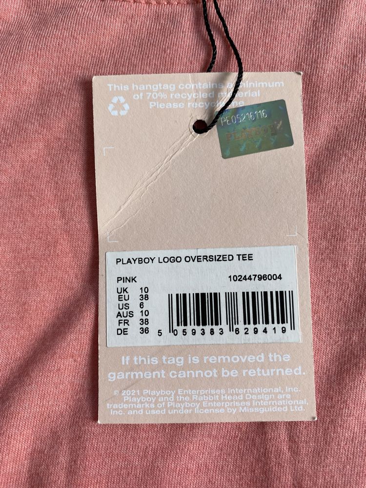 T-shirt koszulka podkoszulek różowa Missguided x Playboy