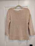 Sweter reserved S 36 pudrowy róż ażurowy rękaw 3/4 gruby splot