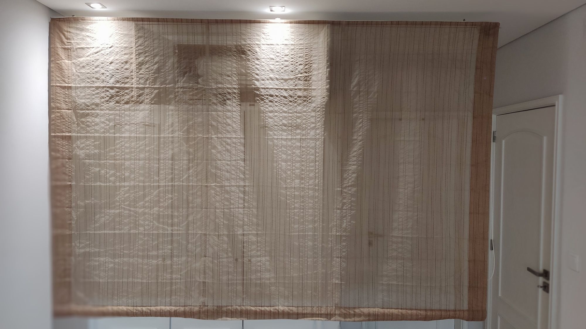 Cortinas organza estore + portiers seda selvagem com varão metal