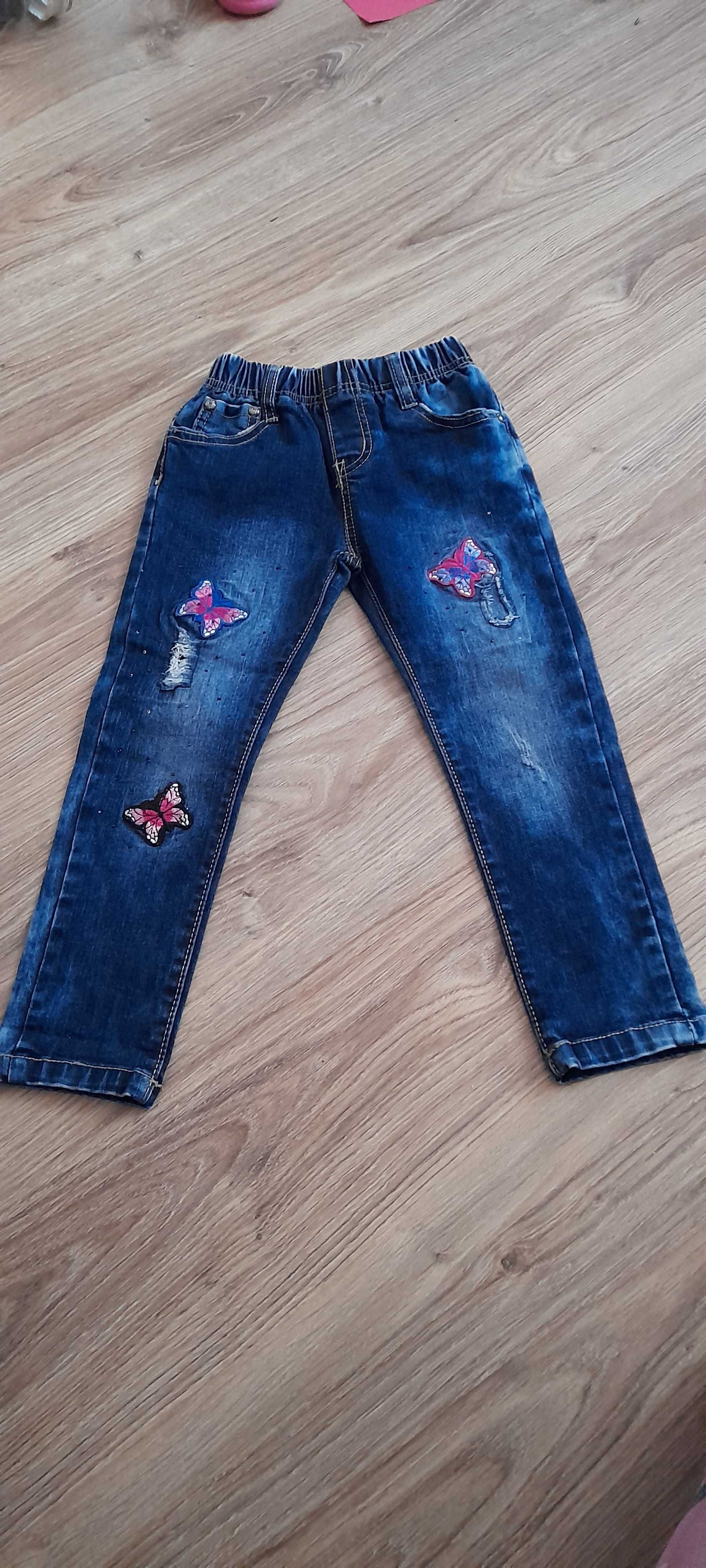 2x spodnie jeansy 110 na 4 latka