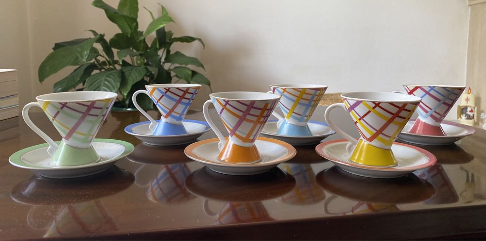 Conjunto 6 chávenas de café em porcelana fina