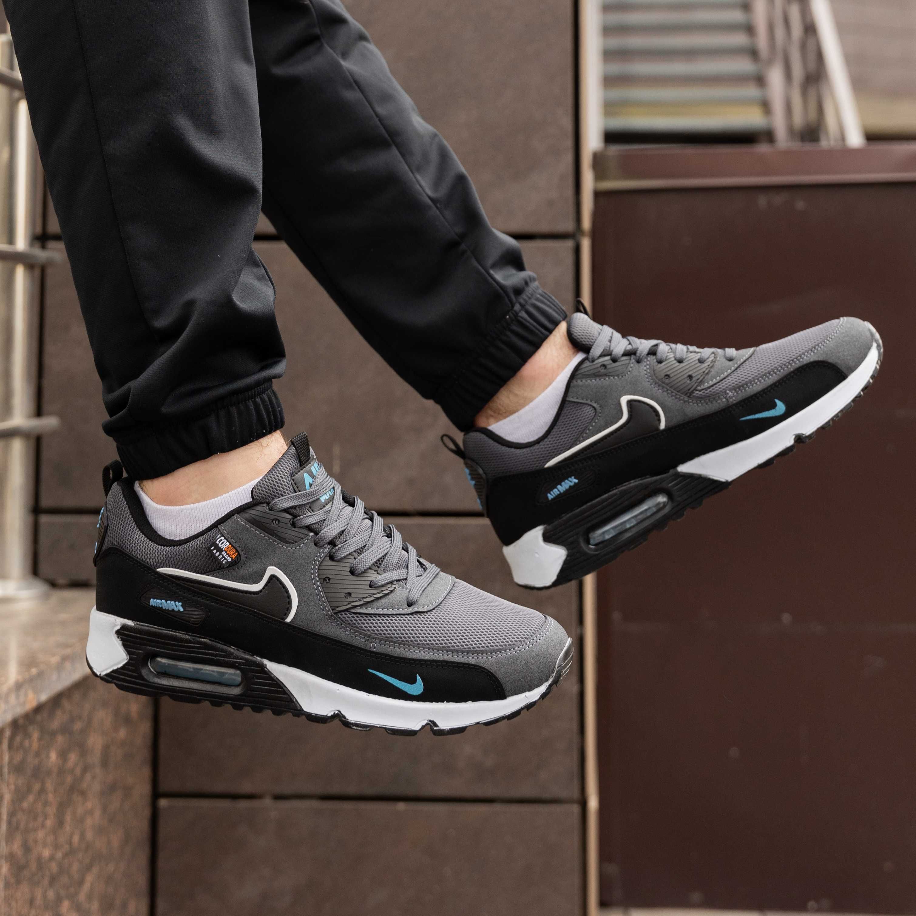 Мужские кроссовки Найк Эйр Макс Nike Air Max 90 Grey Blue