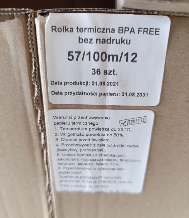 Rolka termiczna 57x100m (36 sztuk)