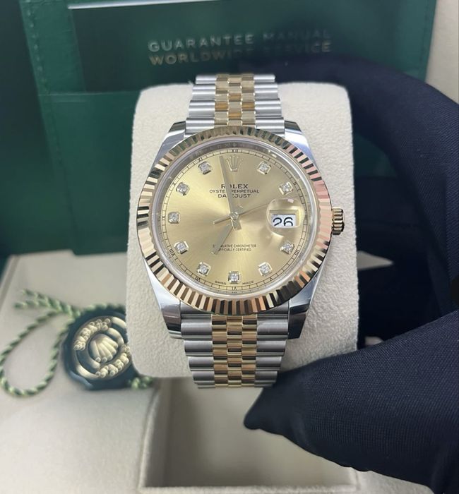 Rolex datejust champagne diamond dial yellow gold