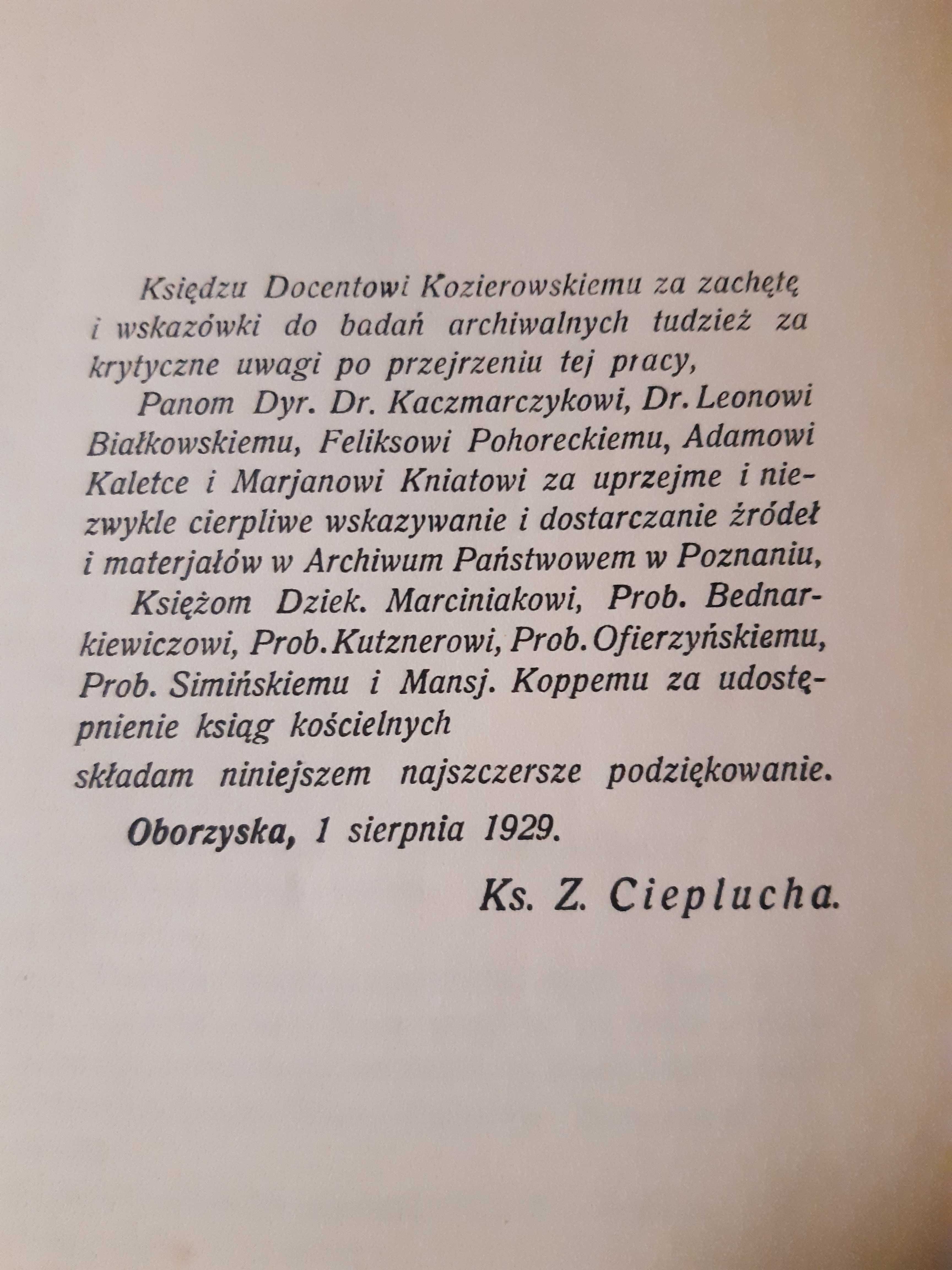 Z przeszłości ziemi kościańskiej KOŚCIAN MOSINA MANIECZKI unikat