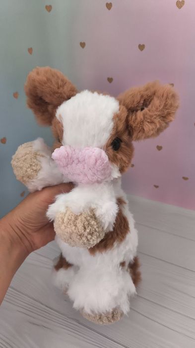 В'язана іграшка Коровка корова 25см мягкая игрушка вязаная крючком