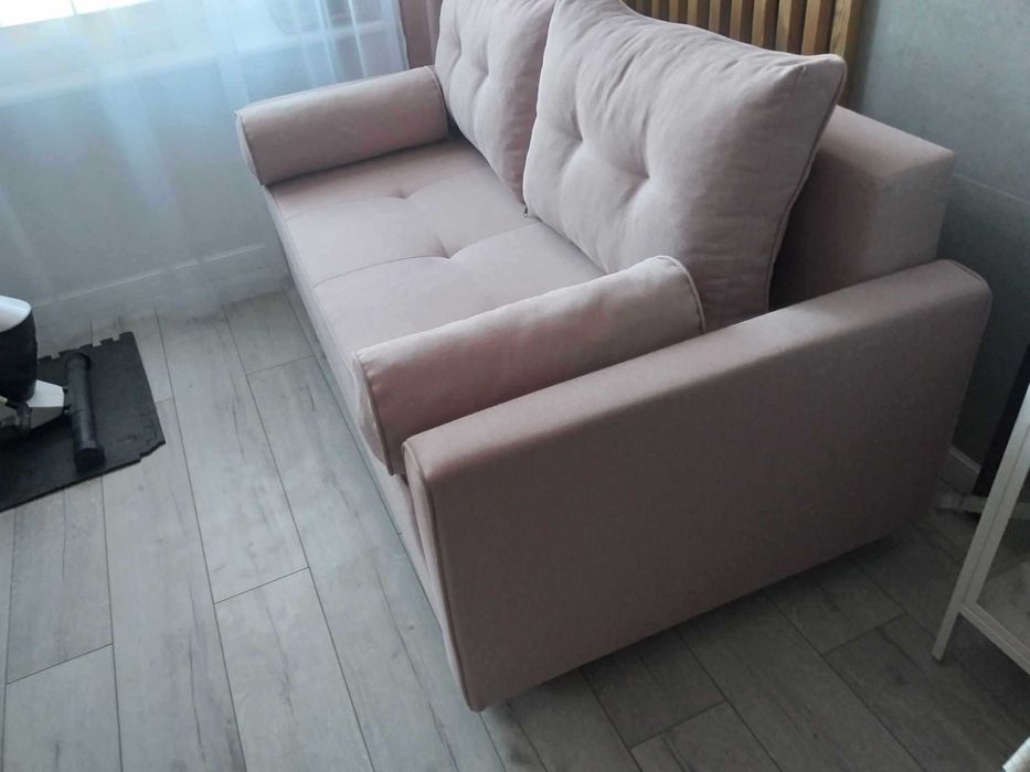 Kanapa sofa rozkładana pudrowy róż