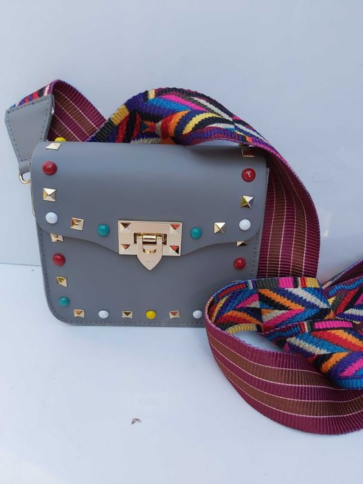 Torebka boho etno CREOLE kolorowa pastylki torba listonoszka skórzana