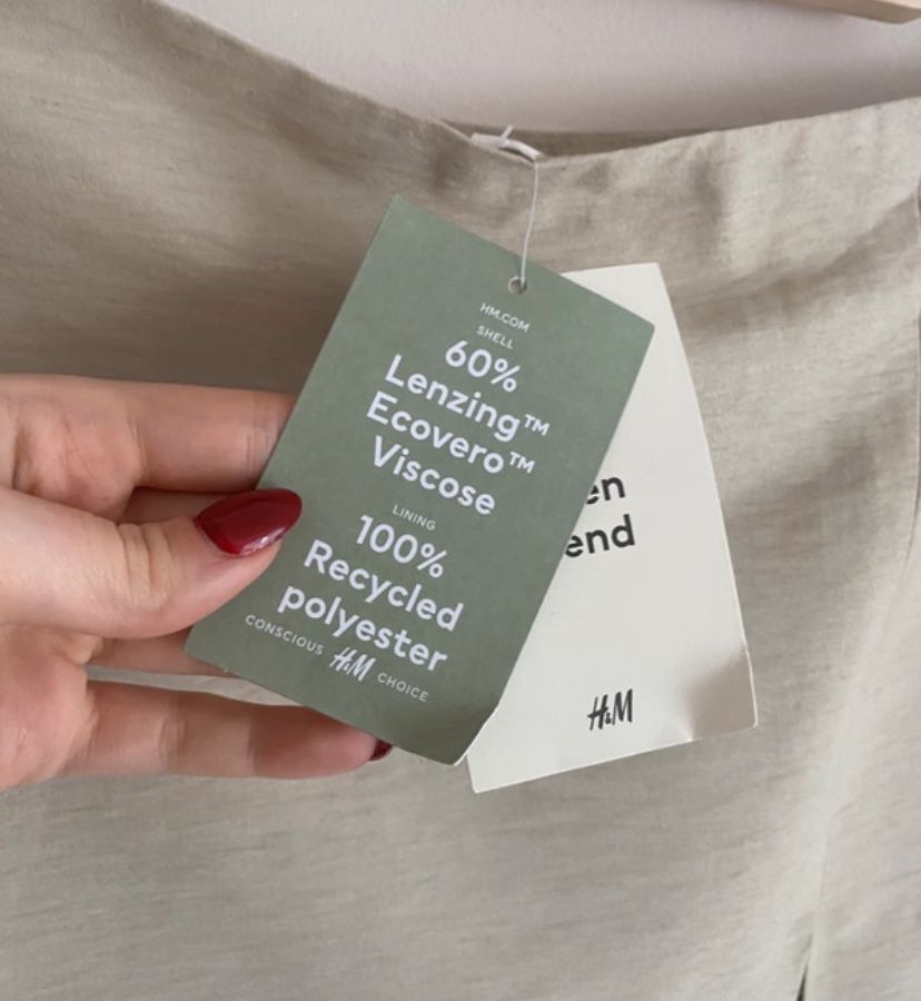 Lniana krotka spodniczka damska 42 xl h&m