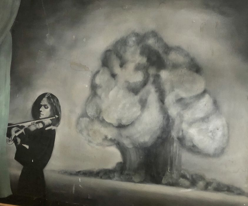 Stary duży obraz  olejny -  125cm x 105cm OKAZJA !