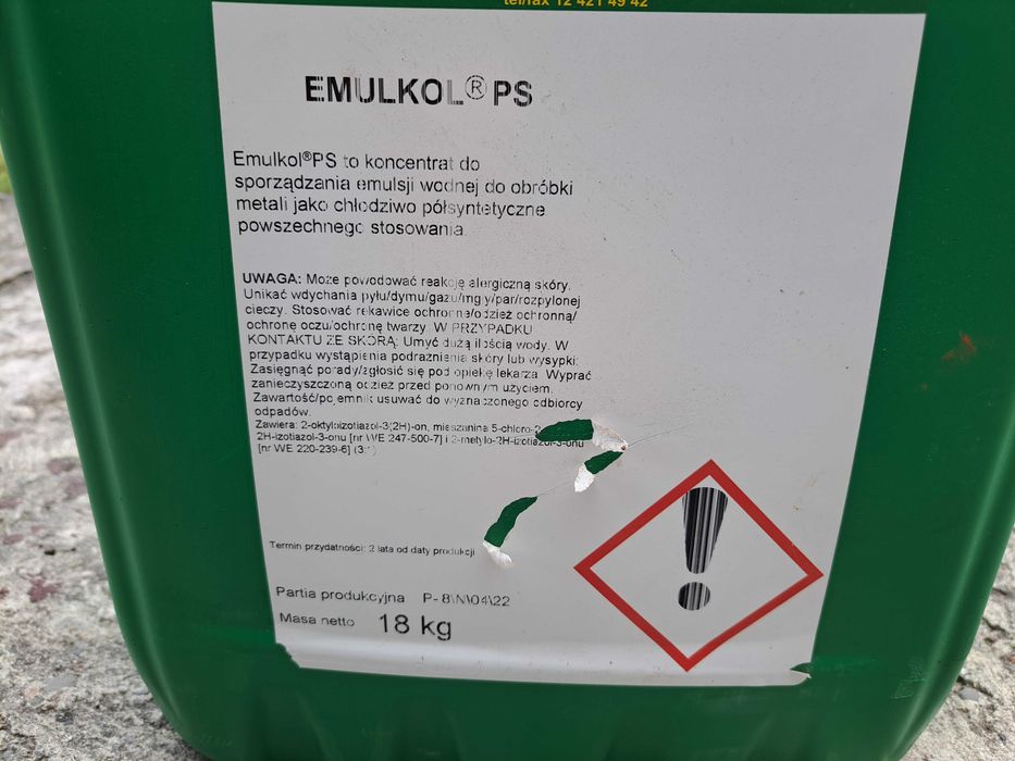 Emulkol PS emulsja chłodziwo do obróbki metali 18 kg