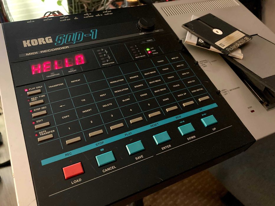 Korg SQD-1 sekwencer 1986, nowe przyciski +dyskietka quick disk Roland