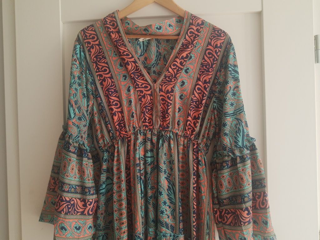 Sukienka boho jedwab