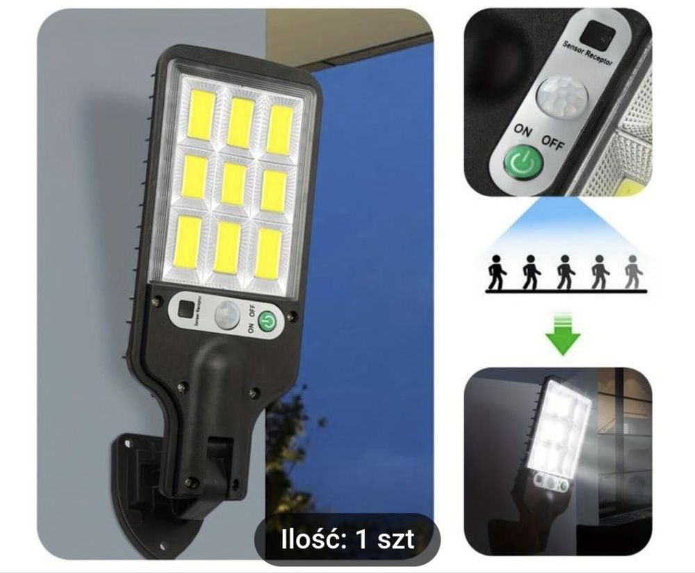 Lampa solarna uliczna ogrodowa led czujnik zmierzchu solar ruchu