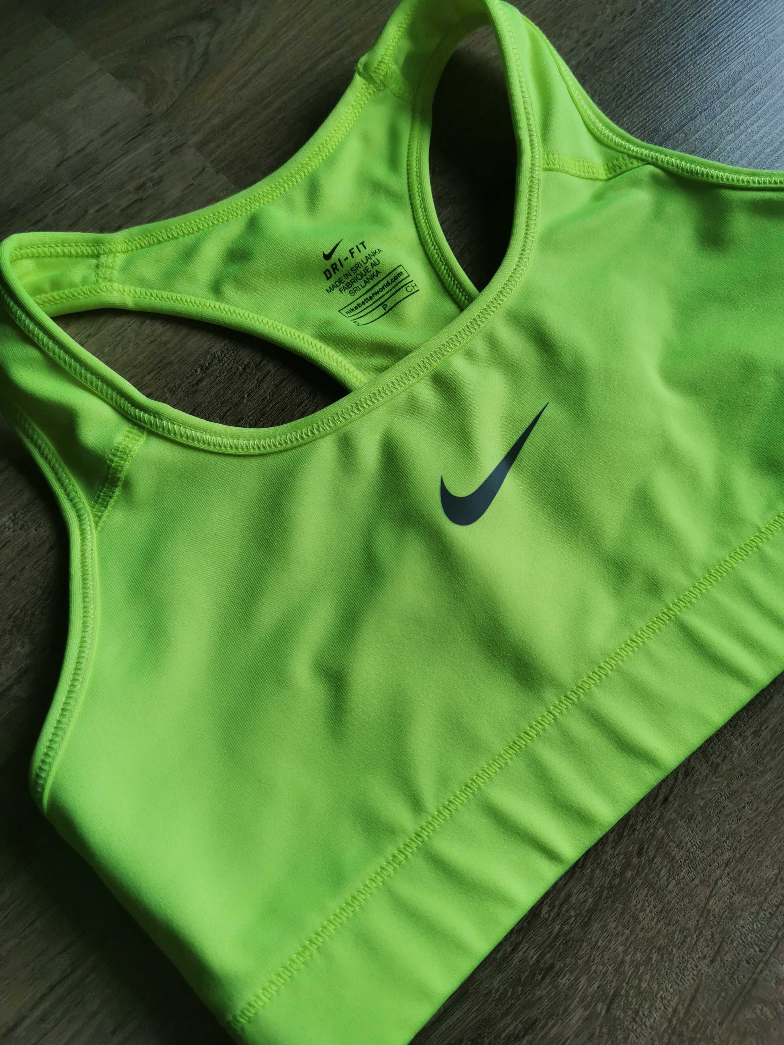 Limonowy neonowy biustonosz sportowy Nike damski S 36