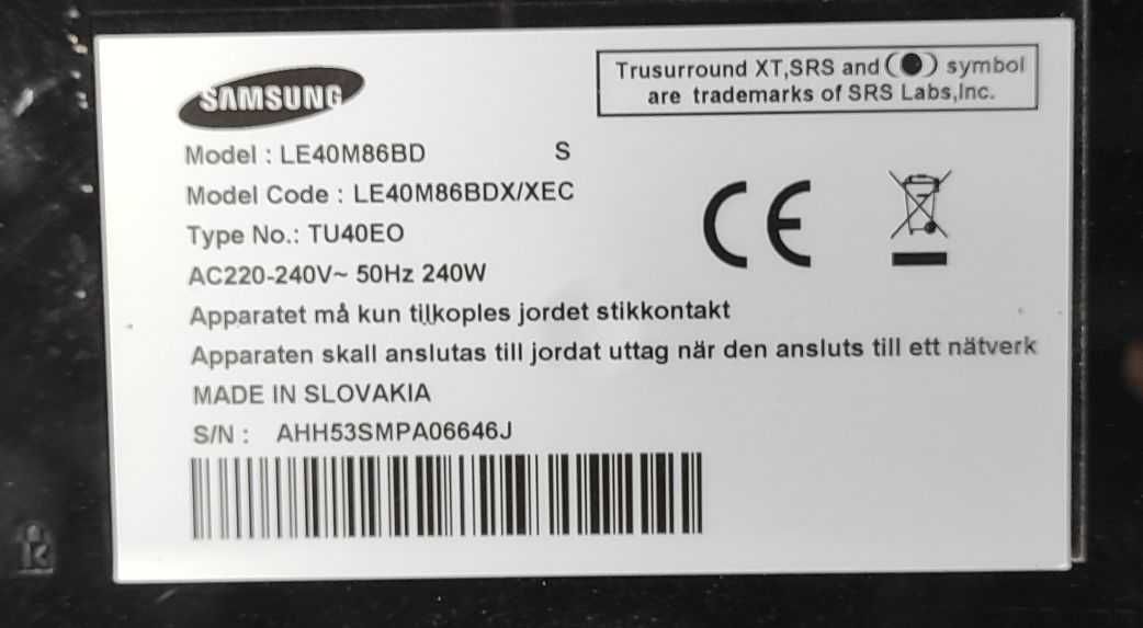Telewizor Samsung LE40M86BD 40 cali + pilot