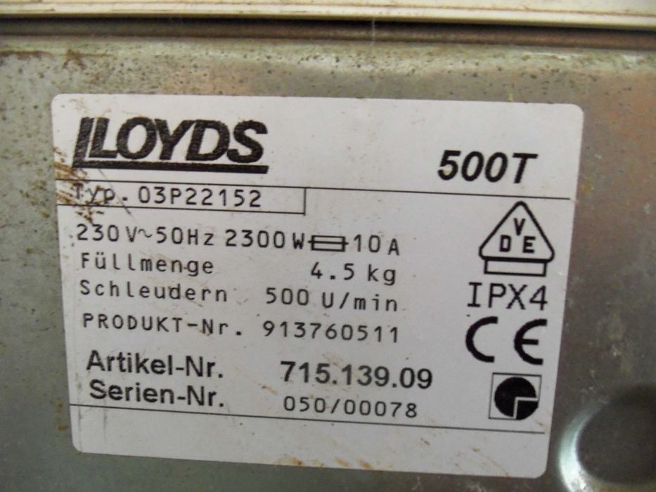 Пральна машинка Loyds  500T