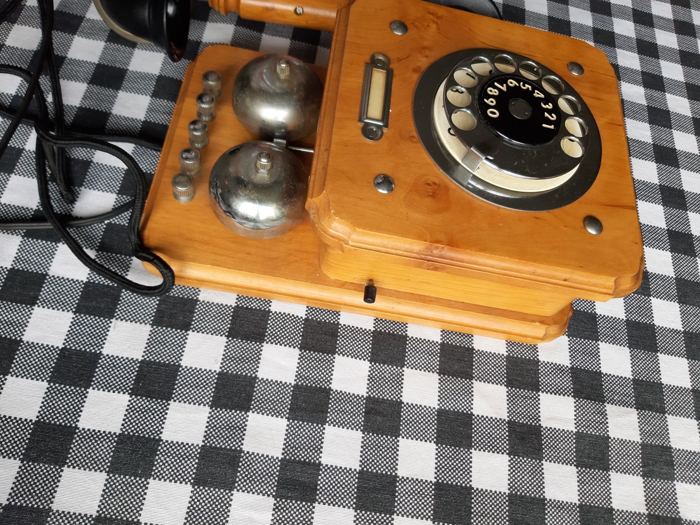 TELEFON RWT AKANT drewniany antyk klasyk retro Prl przewód vintyge