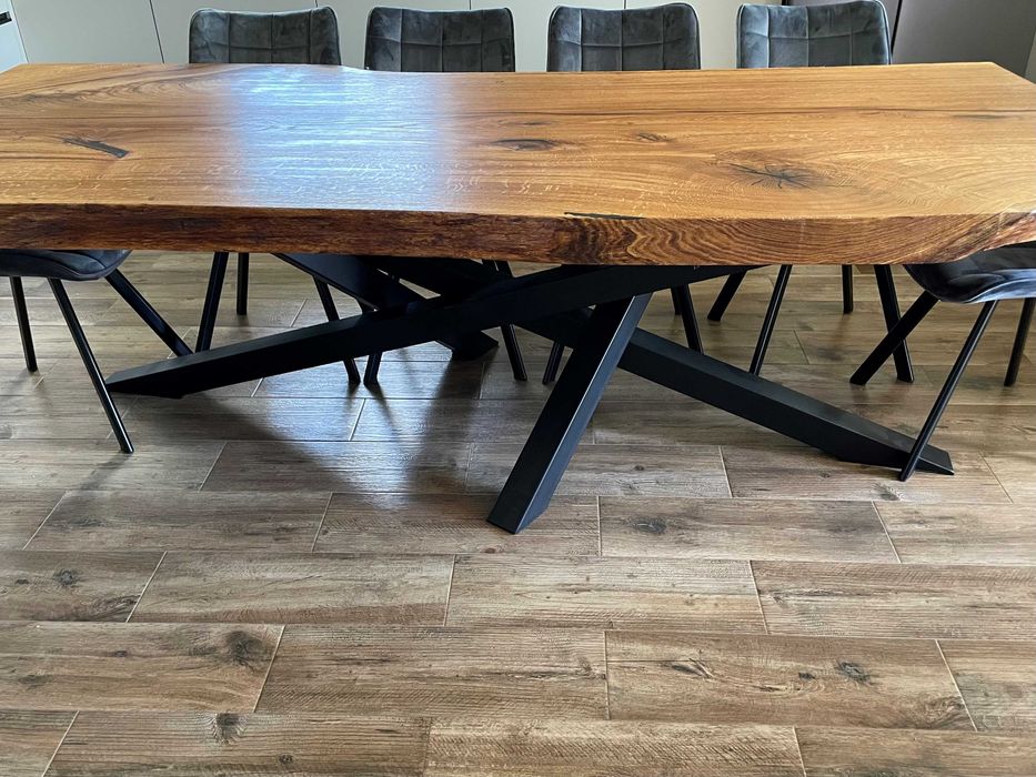 Stół dębowy monolit loft live edge