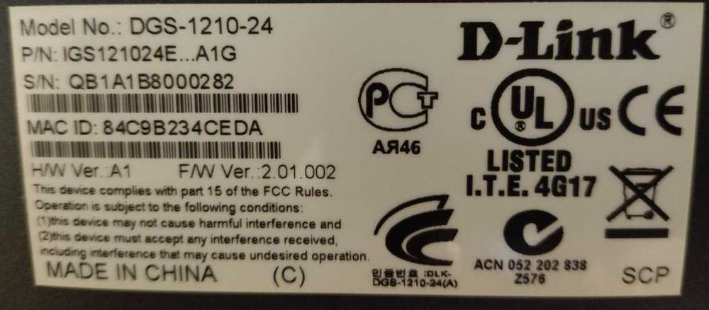 Керований Гігабітний Комутатор D-link DGS-1210-24 (24 порта)