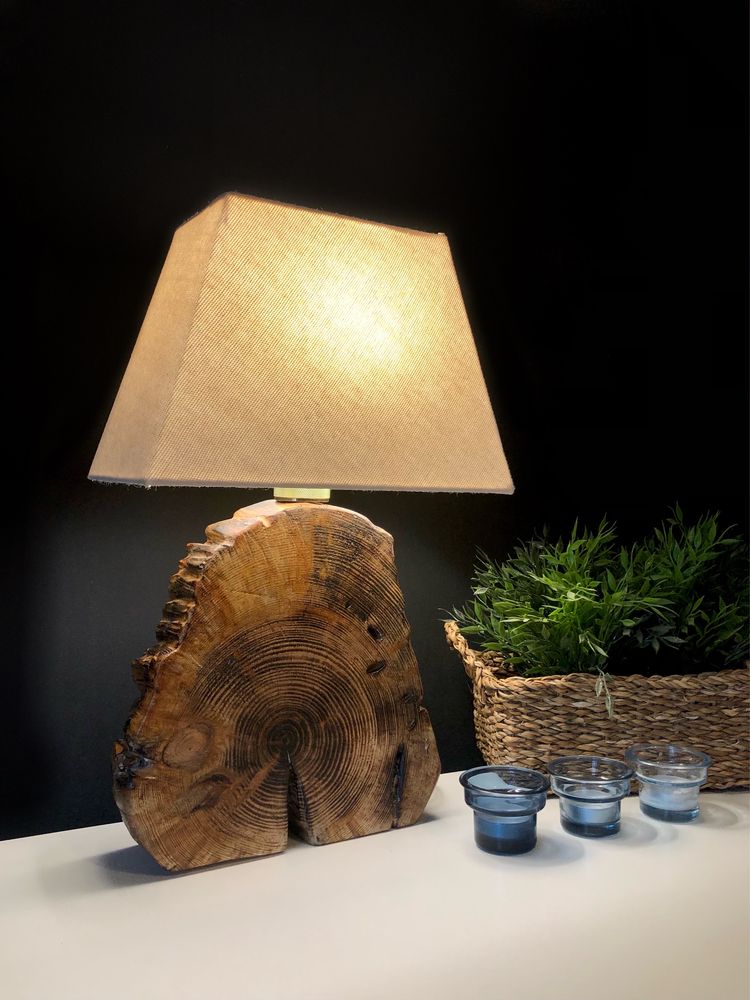 Lampa stojąca, nocna z plastra drewna, lampa drewniana Wood Art