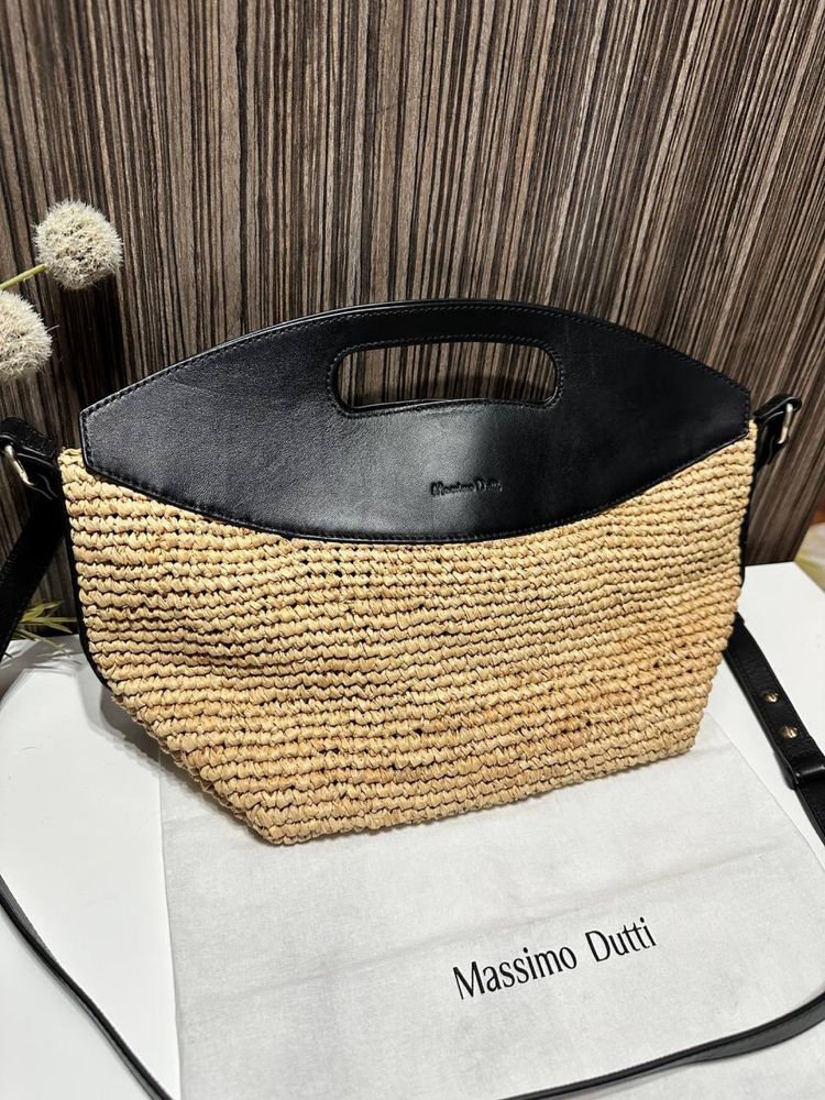 Massimo Dutti Сумка рафия та шкіра нова
