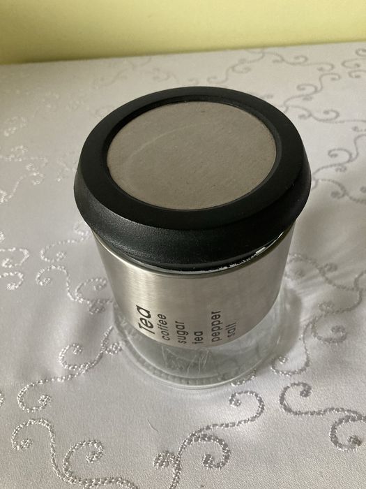 Słoik Pojemnik Metalowo - Szklany na Kawę Herbatę Cukier Pieprz Sól