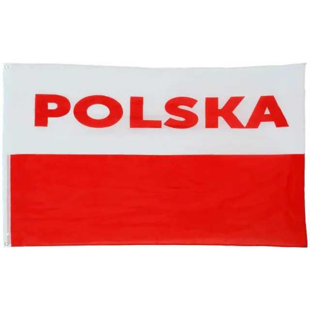 Flaga Polski z napisem POLSKA na maszt 150x90 cm