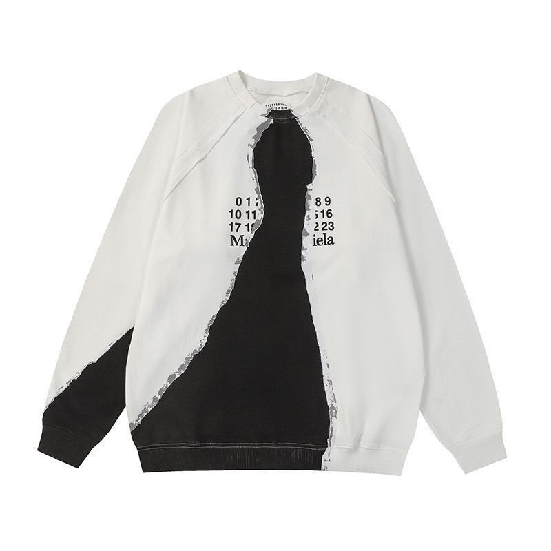 Maison Margiela Off-White and Black Tear Sweatshirt