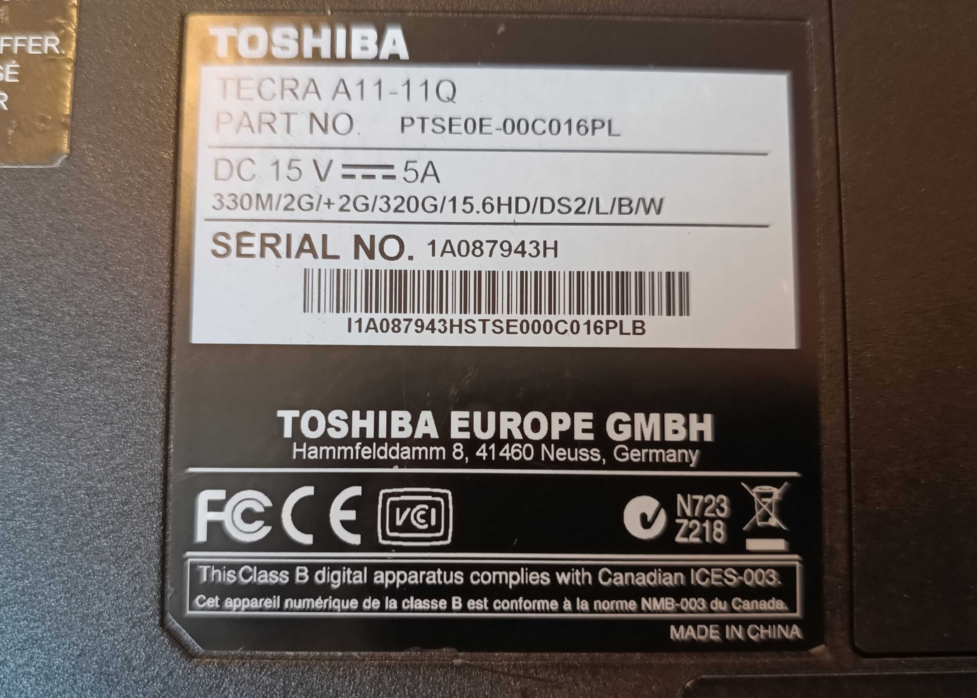 Toshiba Tecra A11-11Q\i3\SSD240GB\4GB RAM\Windows10